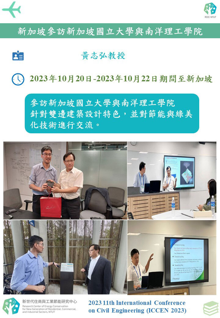 新加坡參與國際研討會、參訪新加坡國立大學與南洋理工學院